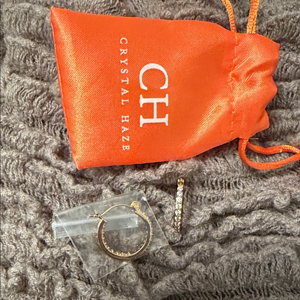 Crystal Haze CH Gold Hoop and Pave Infinity Earring Set
